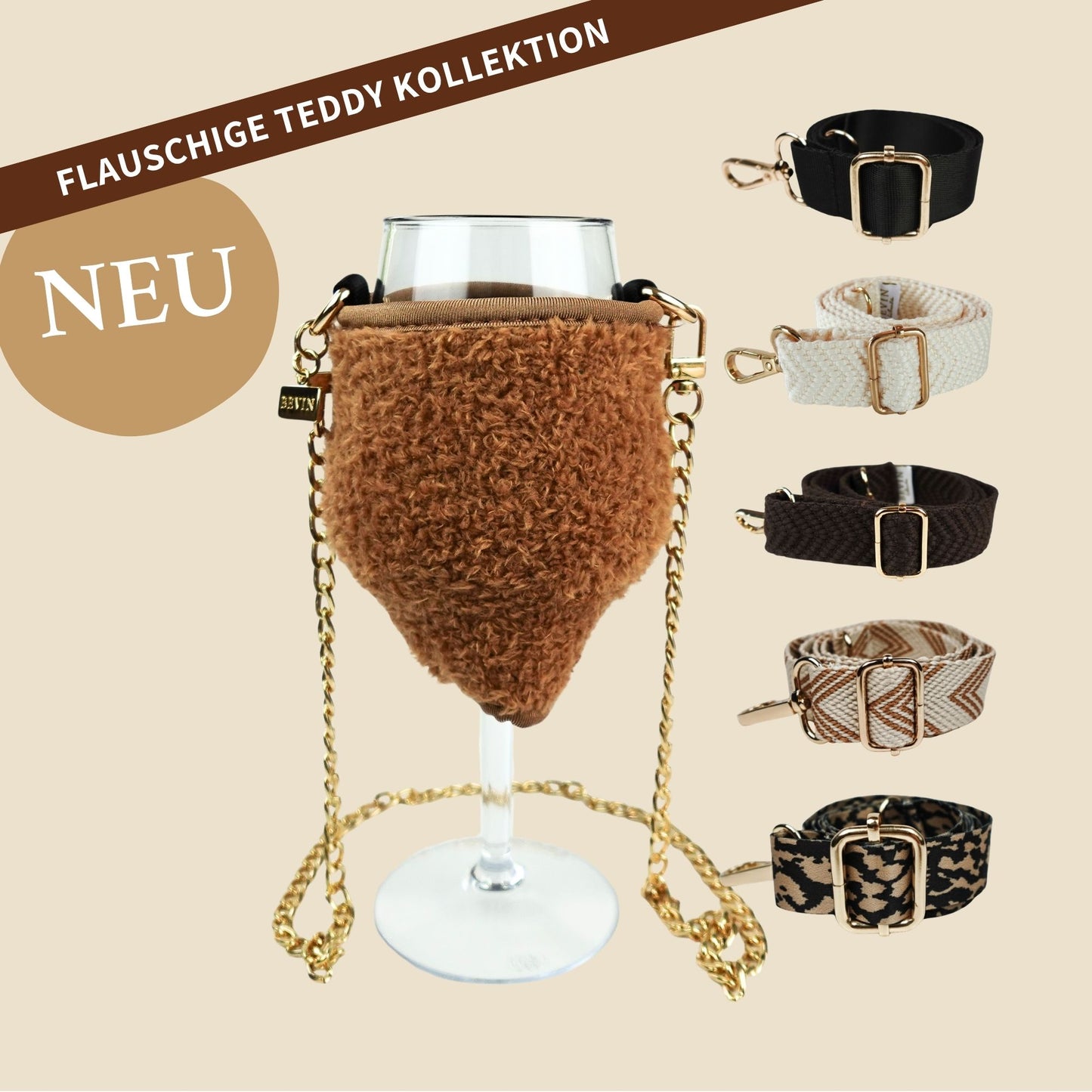 Limited Teddy Weinglashalter mit Glas für kuschelige Weinmomente