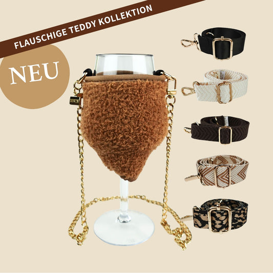Limited Teddy Weinglashalter mit Glas für kuschelige Weinmomente