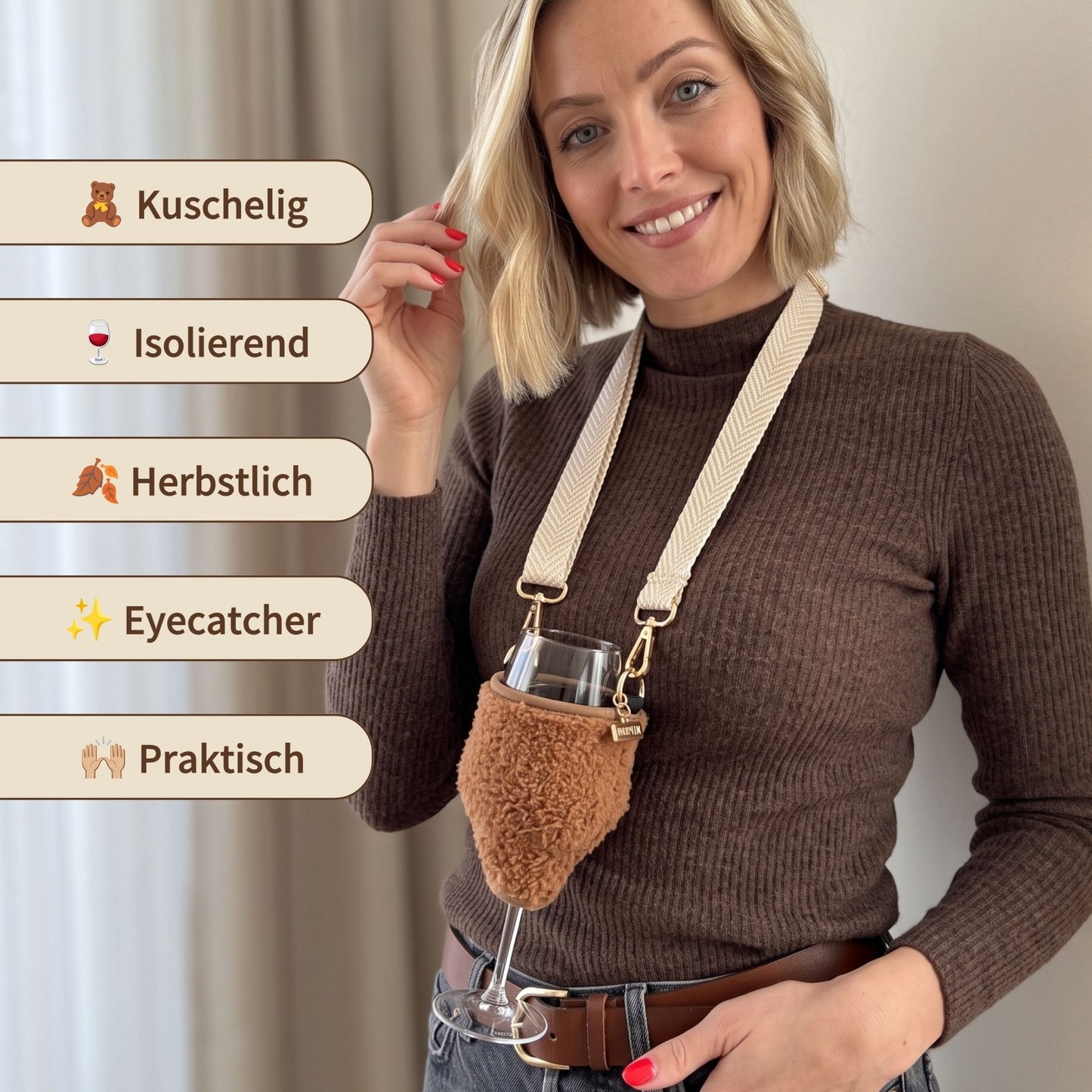 Limited Teddy Weinglashalter mit Glas für kuschelige Weinmomente