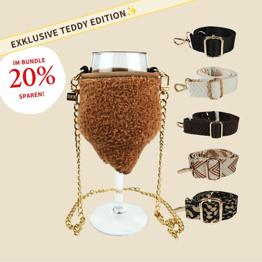 Limited Teddy Weinglashalter Set mit Glas für kuschelige Weinmomente